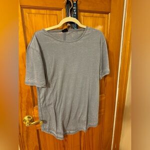 Mens Longline T Shirts Casual Extended Back Hip Hop Hemline Size Medium Grey